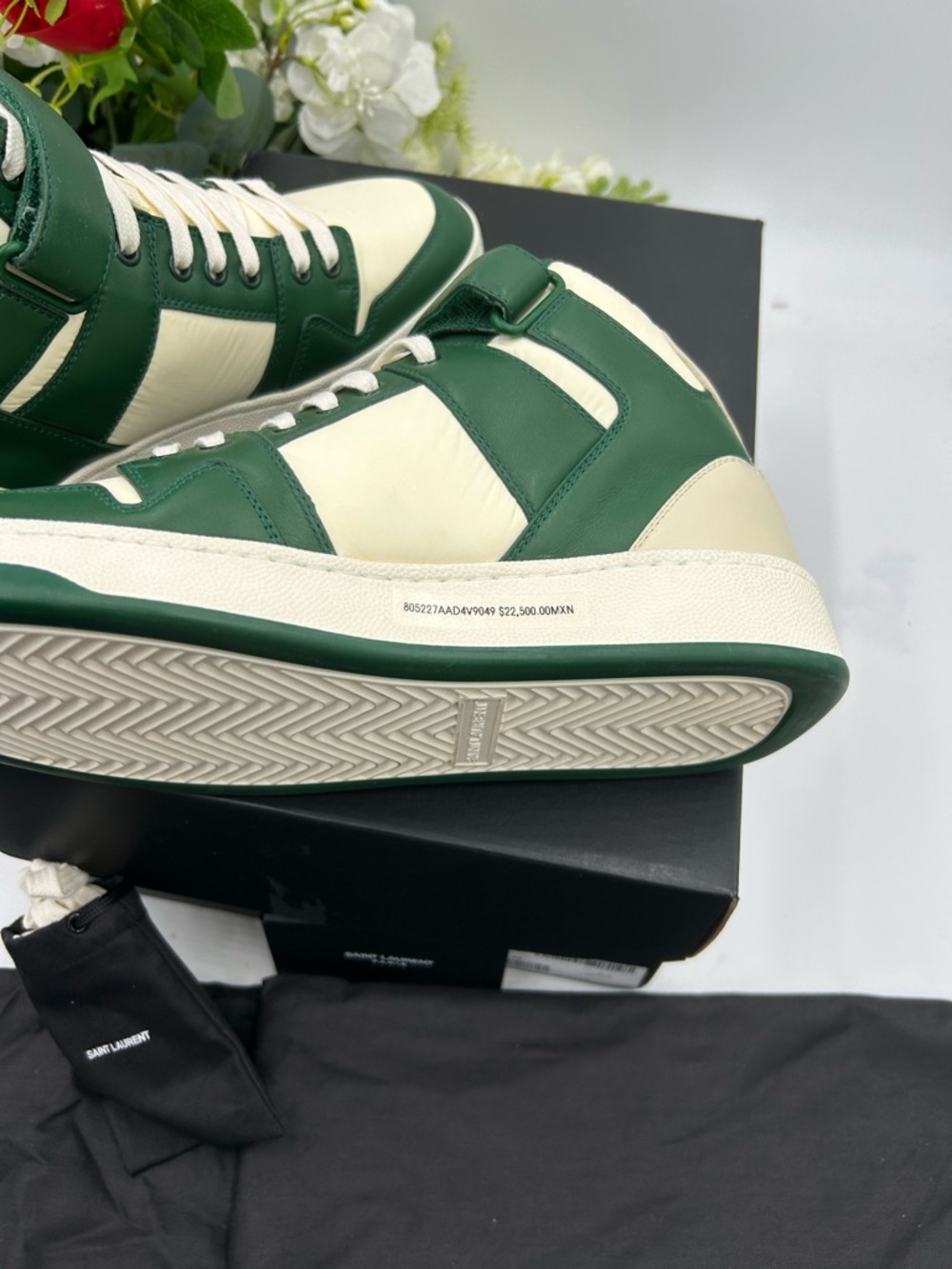 Men's Saint Laurent LAX high top leather sneakers size 42/9 US made in Italy - Picture 9 of 12